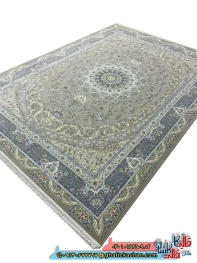 فرش 1500 شانه طرح ایلار رنگ قهوه ای نسکافه ای کاشان اصلی