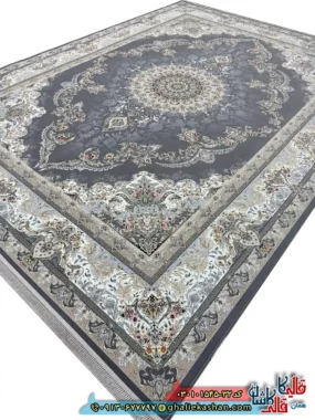 فرش 1500 شانه طرح مارال رنگ طوسی کاشان اصلی