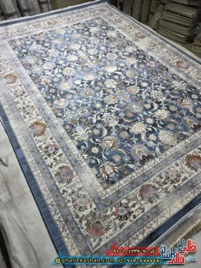 فرش وینتیج 1200 شانه طرح افشان سلطان آباد رنگ آبی کاربنی کاشان