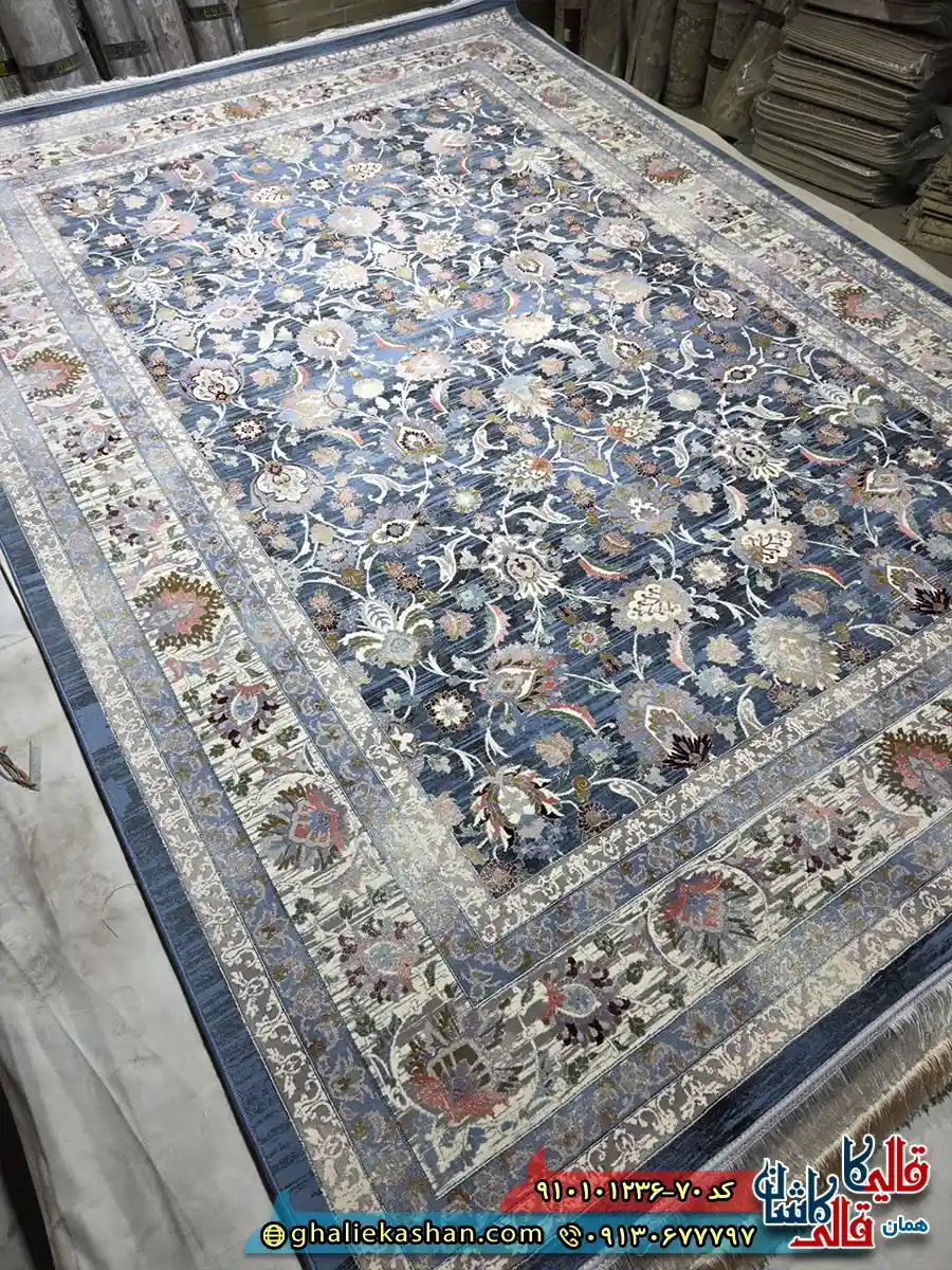 فرش وینتیج 1200 شانه طرح افشان سلطان آباد رنگ آبی کاربنی کاشان اصلی فرش وینتیج 1200 شانه طرح افشان سلطان آباد رنگ آبی کاربنی کاشان اصلی