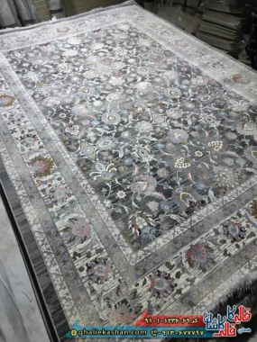فرش وینتیج 1200 شانه طرح افشان سلطان آباد رنگ طوسی متالیک کاشان