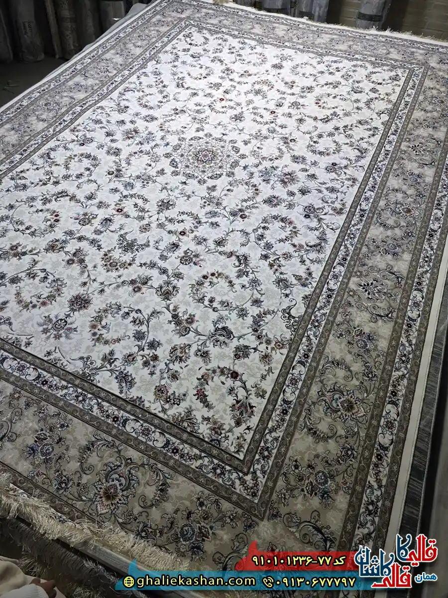 فرش کلاسیک 1200 شانه طرح افشان آیناز رنگ کرم کاشان اصلی فرش کلاسیک 1200 شانه طرح افشان آیناز رنگ کرم کاشان اصلی
