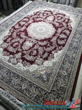 فرش کلاسیک 1200 شانه طرح دیبا رنگ قرمز لاکی کاشان