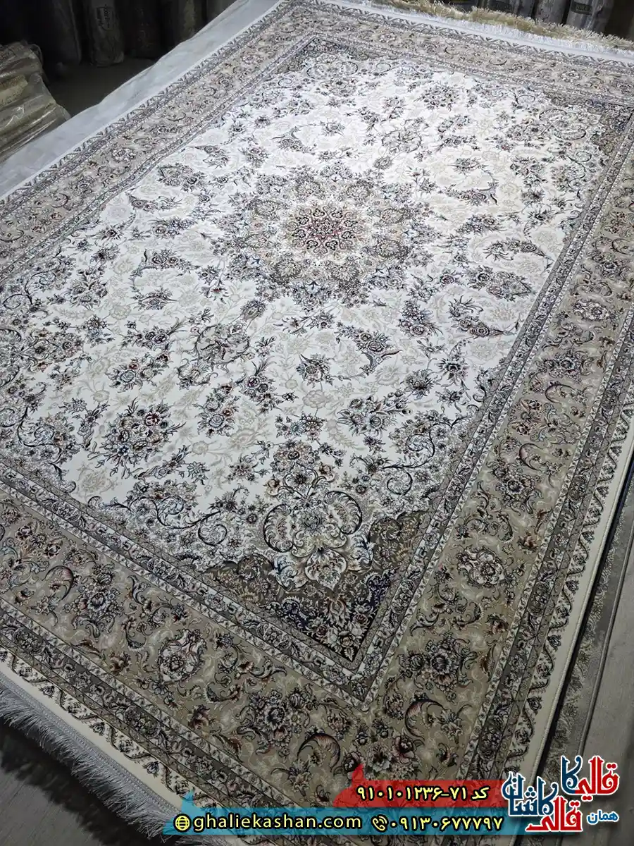 فرش کلاسیک 1200 شانه طرح زمرد رنگ کرم کاشان اصلی فرش کلاسیک 1200 شانه طرح زمرد رنگ کرم کاشان اصلی
