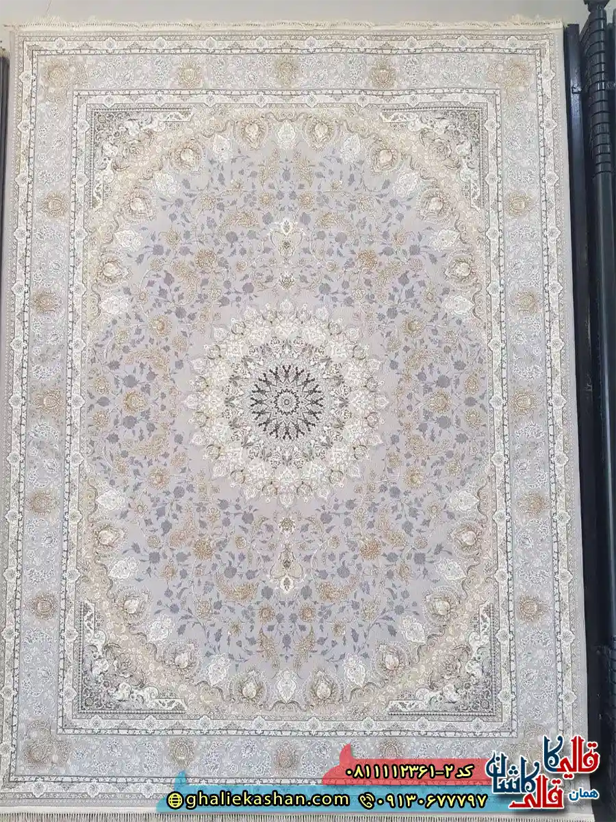 فرش طلاکوب 1200 شانه طرح اصفهان رنگ کرم صدفی گل برجسته کاشان اصلی فرش طلاکوب 1200 شانه طرح اصفهان رنگ کرم صدفی گل برجسته کاشان اصلی