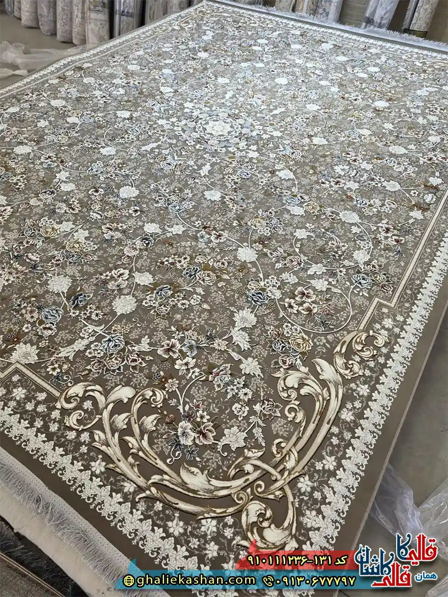 فرش 1200 شانه طرح افشان گندم رنگ قهوه ای شکلاتی گل برجسته کاشان اصلی فرش 1200 شانه طرح افشان گندم رنگ قهوه ای شکلاتی گل برجسته کاشان اصلی