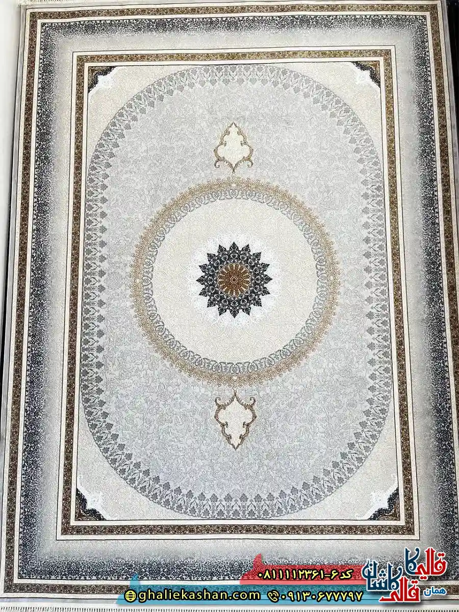فرش طلاکوب 1200 شانه طرح نارین رنگ کرم گل برجسته کاشان اصلی فرش طلاکوب 1200 شانه طرح نارین رنگ کرم گل برجسته کاشان اصلی