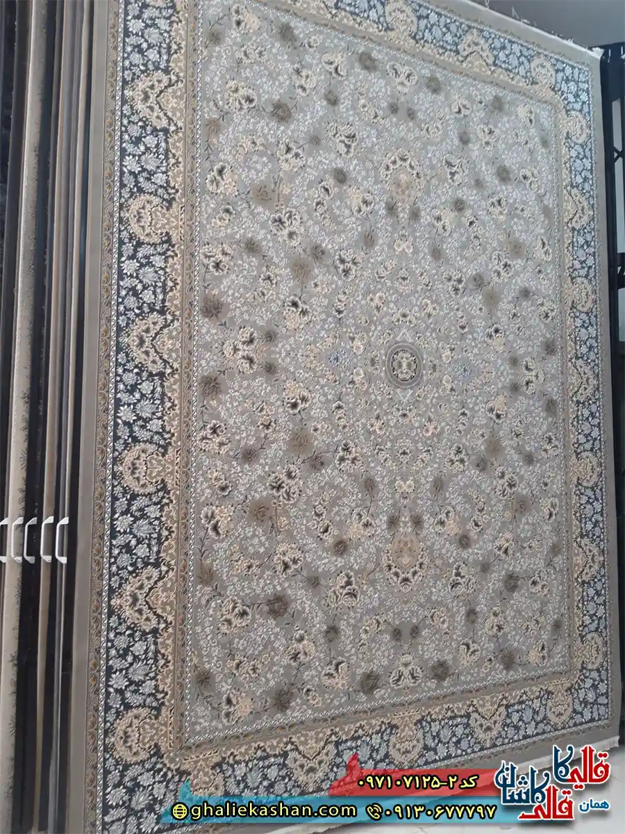 فرش طلاکوب 700 شانه طرح افشان گندم رنگ طوسی فیلی کاشان اصلی فرش طلاکوب 700 شانه طرح افشان گندم رنگ طوسی فیلی کاشان اصلی