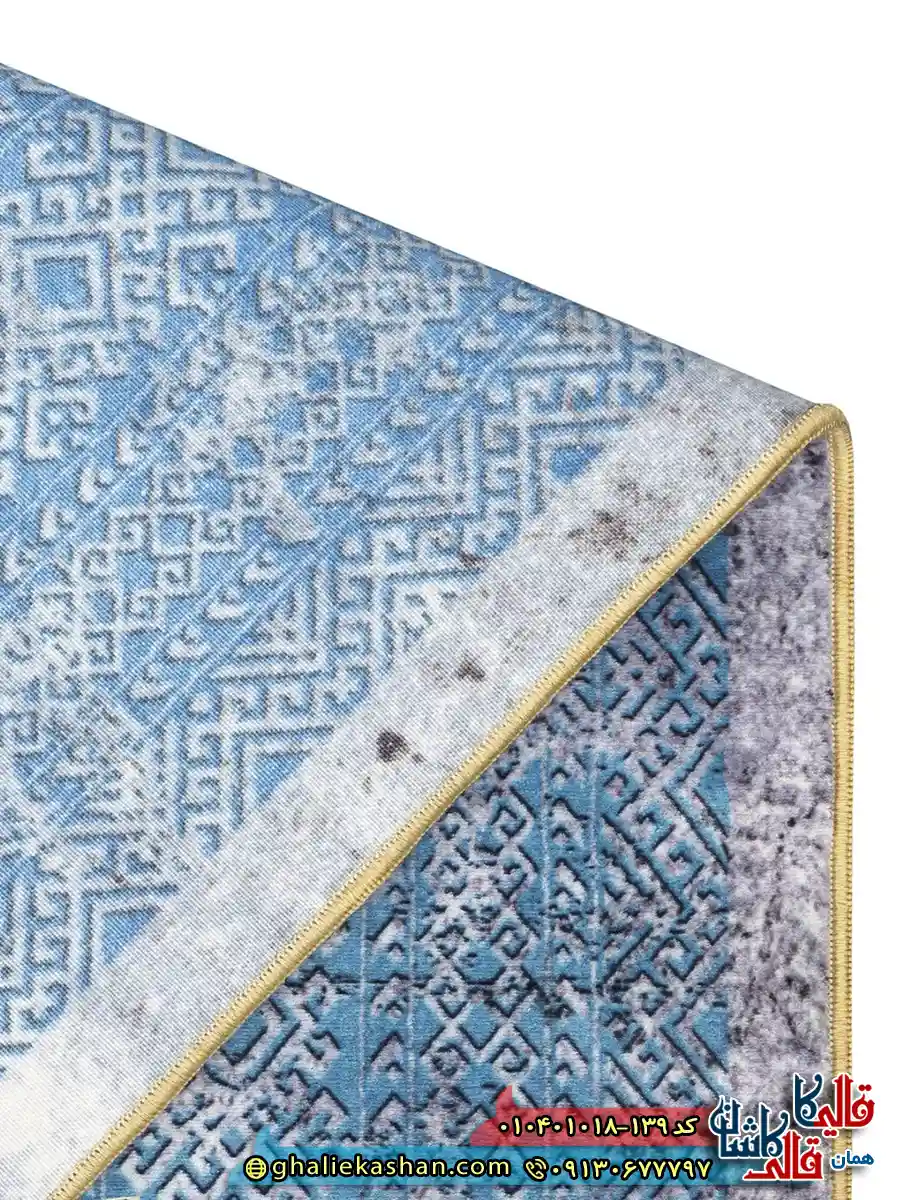 فرش وینتیج مدرن 1000 شانه طرح افشان ترکمن یاد زمینه آبی کاشان نزدیک4