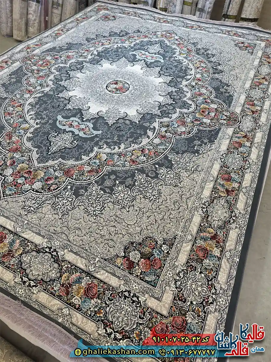فرش کلاسیک 700 شانه طرح آروانا رنگ طوسی دودی کاشان اصلی فرش کلاسیک 700 شانه طرح آروانا رنگ طوسی دودی کاشان اصلی