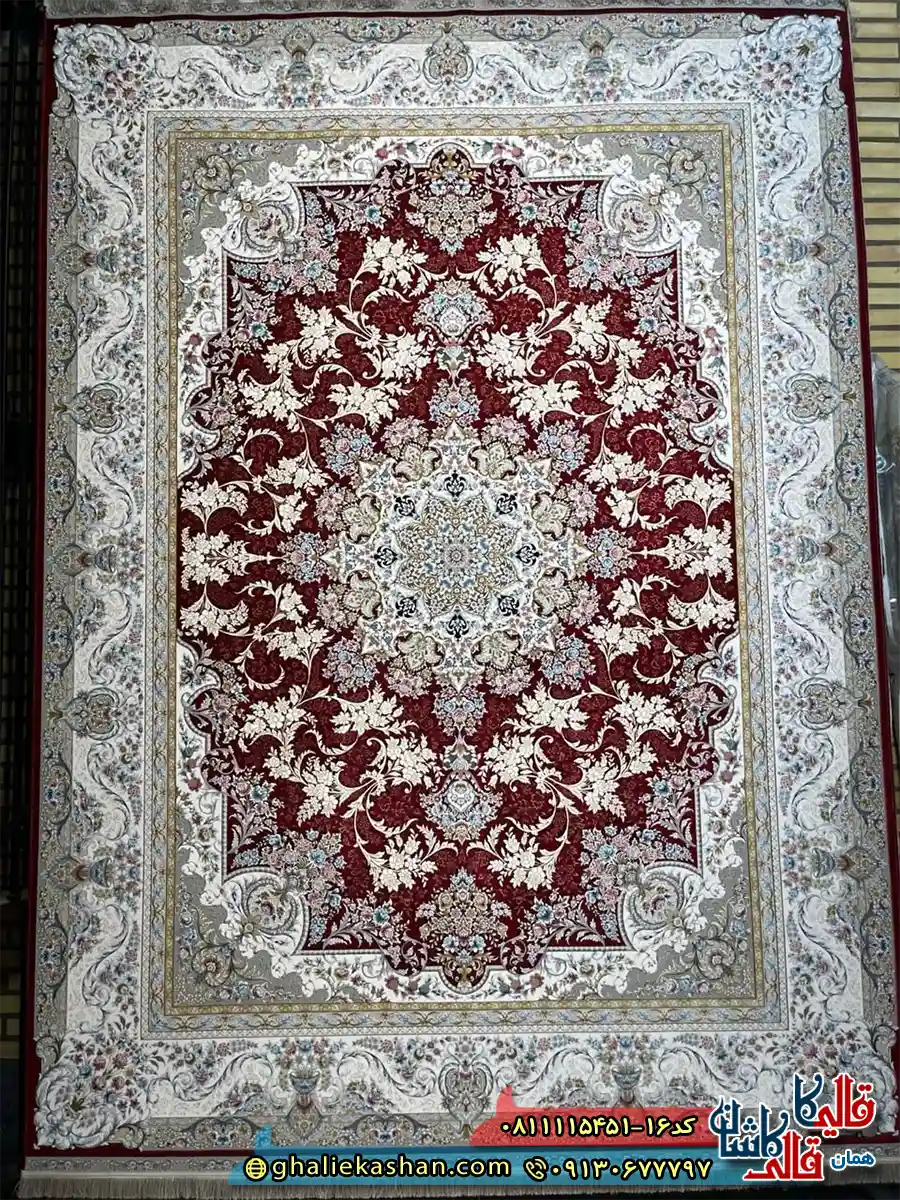 فرش کلاسیک طلاکوب 1500 شانه طرح بهار رنگ قرمز لاکی گل برجسته کاشان اصلی فرش کلاسیک طلاکوب 1500 شانه طرح بهار رنگ قرمز لاکی گل برجسته کاشان اصلی