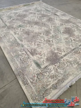 فرش ‌وینتیج ‌1200 ‌شانه ‌طرح ‌افشان ‌نارین ‌گل ‌رنگ ‌کرم ‌کاشان ‌اصلی
