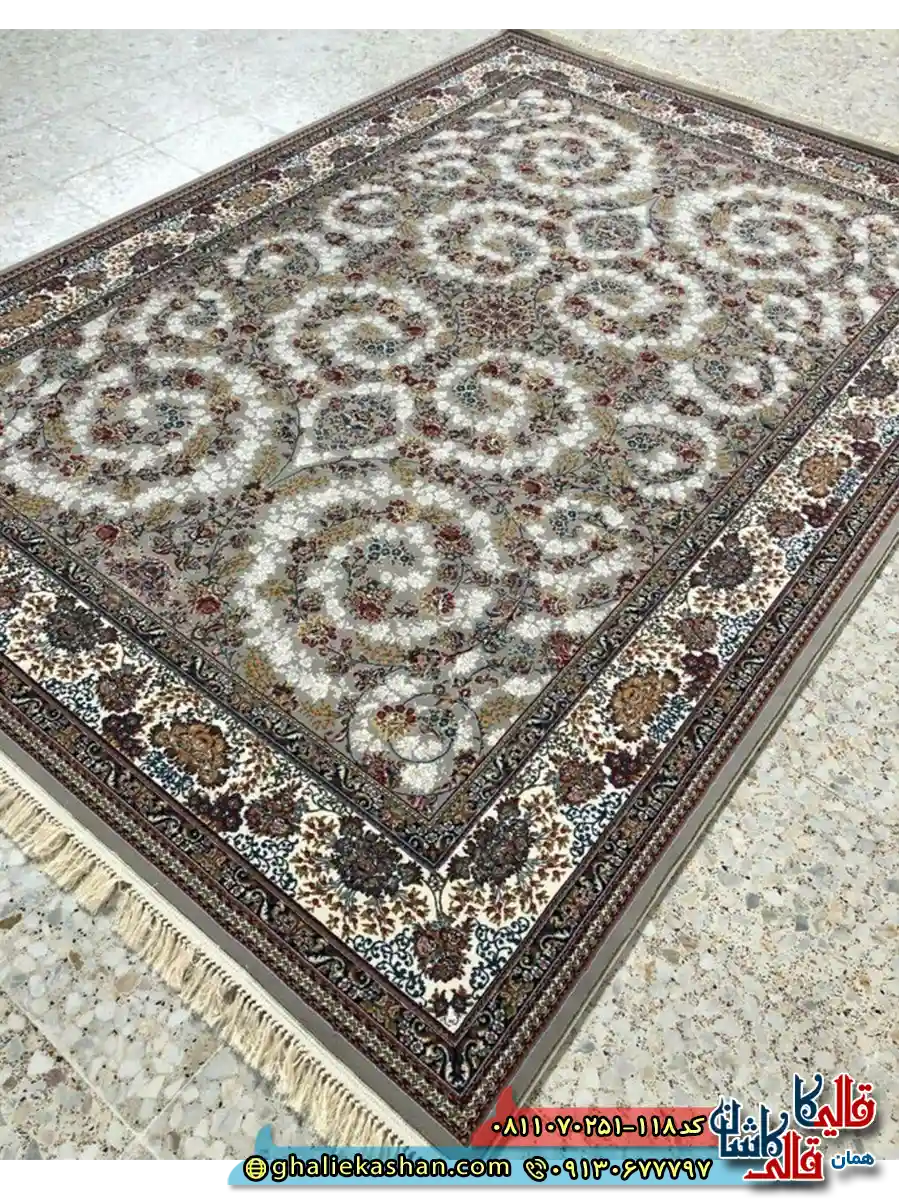 فرش کلاسیک 700 شانه طرح افشان رز رنگ طوسی فیلی کاشان اصلی فرش کلاسیک 700 شانه طرح افشان رز رنگ طوسی فیلی کاشان اصلی