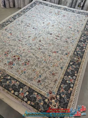 فرش کلاسیک 700 شانه طرح افشان یاسین رنگ بژ کاشان