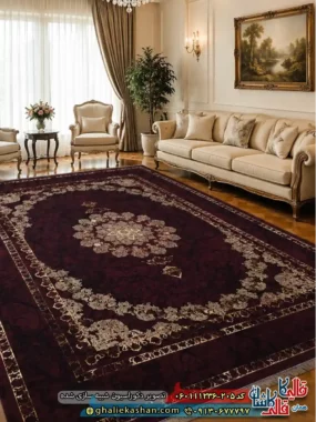 فرش وینتیج 1200 شانه طرح گلرخ رنگ قرمز گل برجسته کاشان