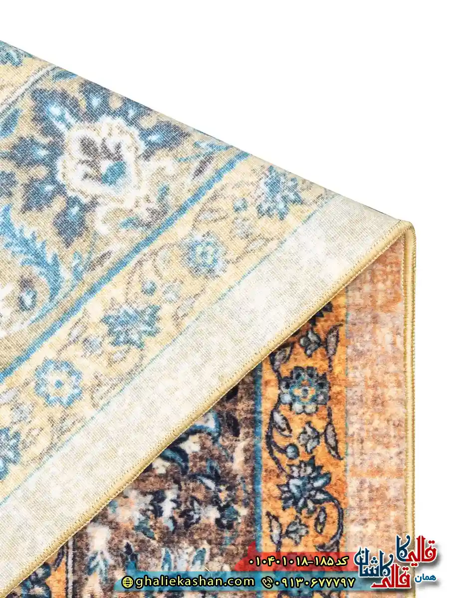 فرش وینتیج سنتی 1000 شانه طرح شاه گل مشهد رنگ بژ قهوه ای کاشان نزدیک4
