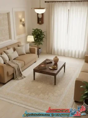 فرش‌ ‌1200 ‌شانه ‌طرح ‌تیتان ‌رنگ ‌قهوه ‌ای ‌نسکافه ‌ای ‌گل ‌برجسته ‌کاشان