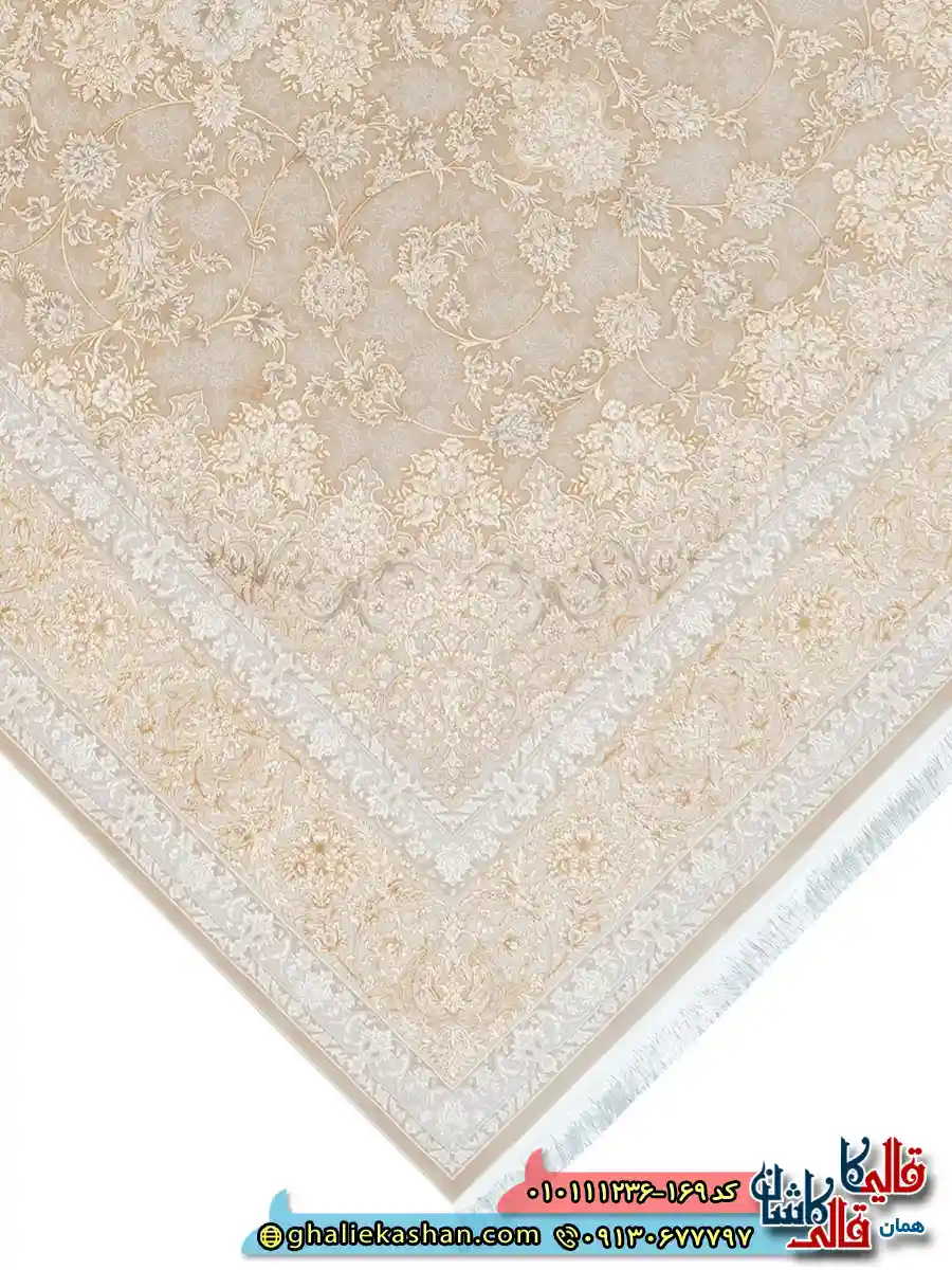 فرش‌ ‌1200 ‌شانه ‌طرح ‌تیتان ‌رنگ ‌قهوه ‌ای ‌نسکافه ‌ای ‌گل ‌برجسته ‌کاشان ‌نزدیک