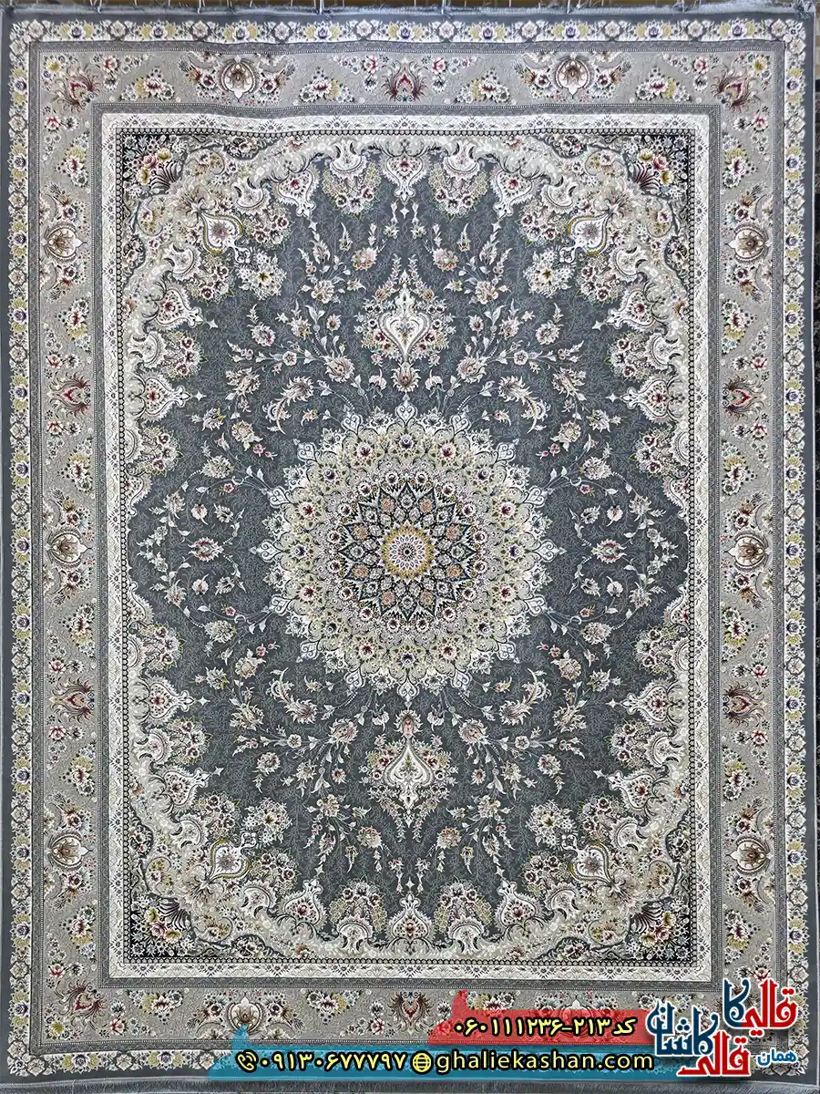 فرش 1200 شانه طرح بردیا رنگ طوسی دودی گل برجسته کاشان اصلی فرش 1200 شانه طرح بردیا رنگ طوسی دودی گل برجسته کاشان اصلی
