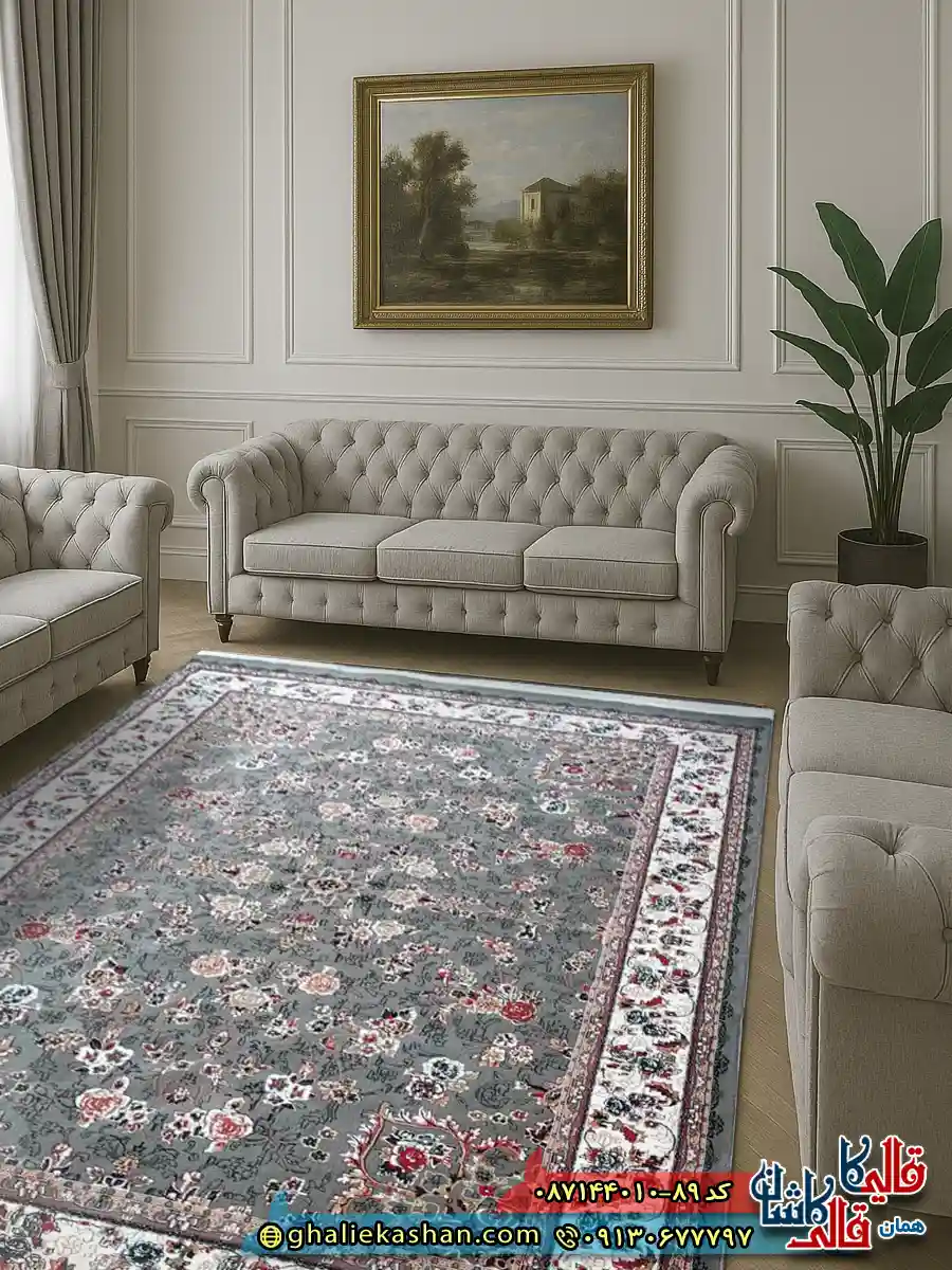 فرش ارزان طرح 700 شانه طرح افشان گیلدا رنگ طوسی فیلی کاشان دکوراسیون فرش ارزان طرح 700 شانه طرح افشان گیلدا رنگ طوسی فیلی کاشان دکوراسیون